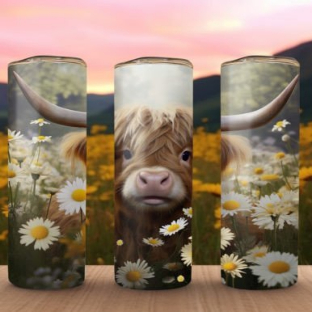 Highland Daisy Cow 20oz Tumbler